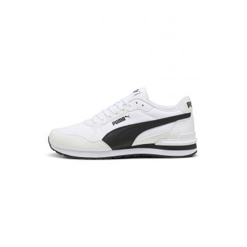 Pantofi sport ST Runner v4 NL din material textil cu insertii de piele ecologica - Negru stins/Alb murdar