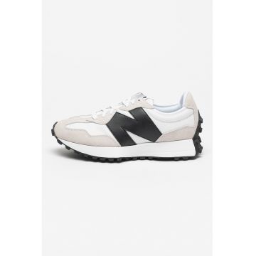 Pantofi sport unisex de plasa cu garnituri de piele si piele intoarsa 327 - Alb
