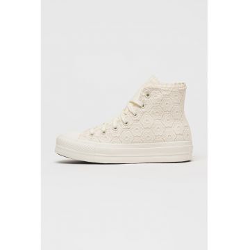 Tenisi cu dantela crosetata Chuck Taylor All Star Lift - Alb fildes