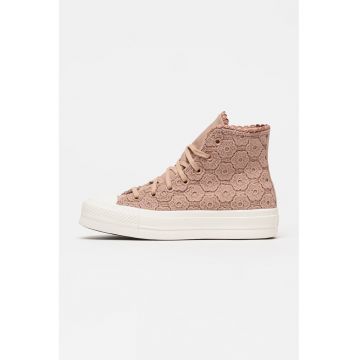 Tenisi cu dantela crosetata Chuck Taylor All Star Lift - Roz prafuit