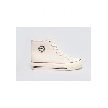 Tenisi flatform din piele ecologica