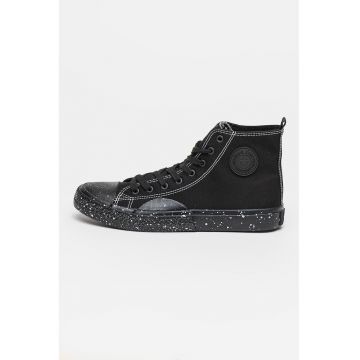 Tenisi mid-high cu logo - Negru