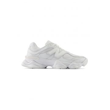 9060 Pantofi sport unisex din piele cu insertii din plasa - Alb