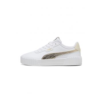 Pantofi sport Carina 3.0 din piele ecologica cu logo cu aspect metalizat - Auriu/Alb optic