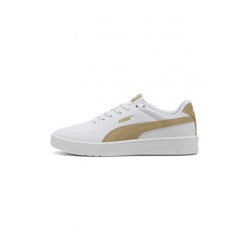 Pantofi sport Court Classic Clean de piele ecologica cu brant cu amortizare - Alb optic/Caramel