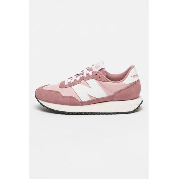 Pantofi sport cu garnituri din piele intoarsa 237 - Alb/Roz