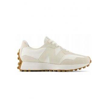 Pantofi sport cu garnituri din piele intoarsa - Alb murdar - Bej deschis - Bej
