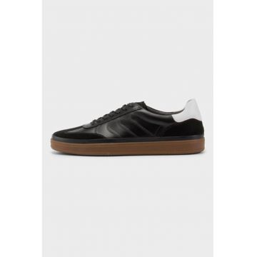 Pantofi sport cu insertii de piele intoarsa - Negru