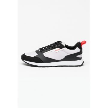 Pantofi sport cu insertii din material textil Icelin Runn - Alb/Negru/Gri deschis