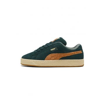 Pantofi sport de piele intoarsa cu logo - Portocaliu/Verde englez