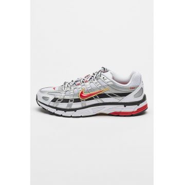 Pantofi sport din material textil P-6000 - Rosu/Alb/Argintiu