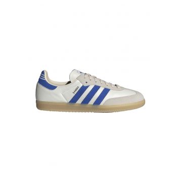 Pantofi sport din piele cu insertii din piele intoarsa Samba - Alb/Albastru