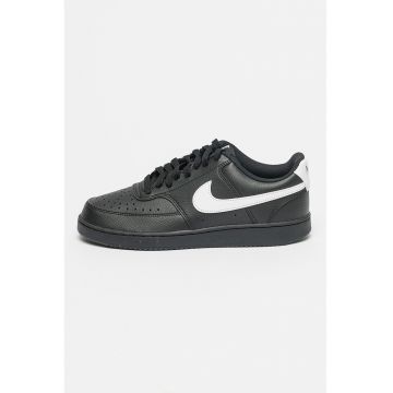Pantofi sport din piele ecologcia cu detalii perforate -  Court Vision - Negru