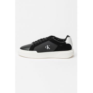 Pantofi sport din piele intoarsa si material textil cu logo si aspect masiv - Negru/Alb murdar