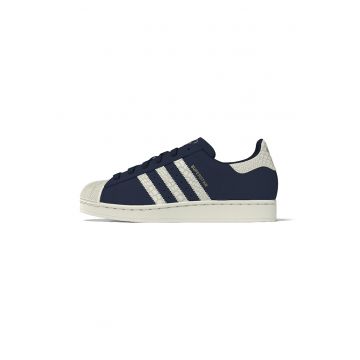 Pantofi sport din piele Superstar II - Alb fildes/Bleumarin