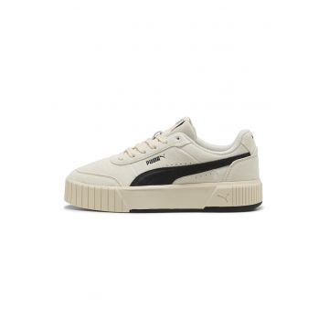 Pantofi sport flatform Carina Mia de piele intoarsa cu garnituri de piele ecologica - Negru/Bej deschis