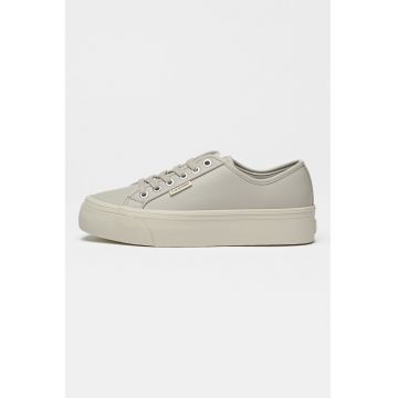 Pantofi sport flatform de piele - Bej deschis