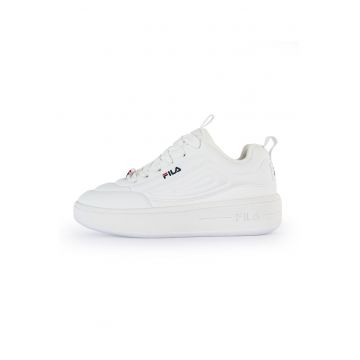 Pantofi sport flatform din piele ecologica cu logo Superbubble - Alb