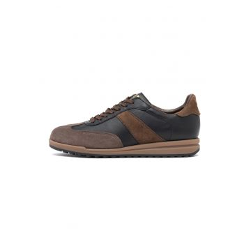Pantofi sport low-cut din piele intoarsa - Maro taupe/Maro pamantiu