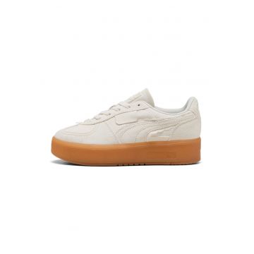 Pantofi sport Palermo Elevata flatform din piele intoarsa - Caramel/Alb murdar