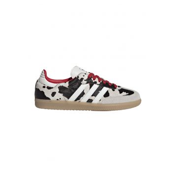 Pantofi sport Samba din piele cu model piele de vaca - Alb/Negru/Maro taupe deschis