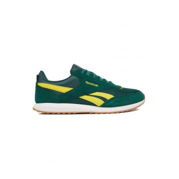 Adidasi barbati -  piele naturala - verde cu dungi galbene -
