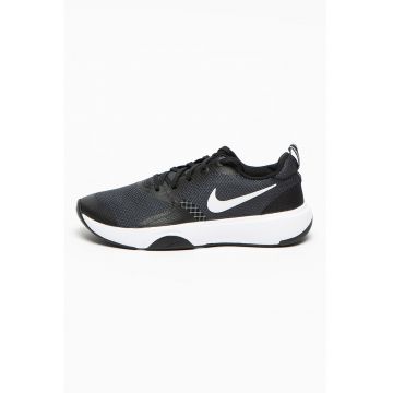 Pantofi din piele ecologica si material textil pentru fitness City REP TR - Negru/Verde padure