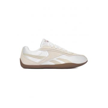 Pantofi sport dama -  piele naturala intoarsa si material textil - alb -