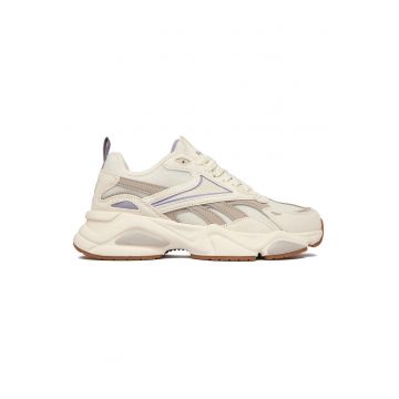 Pantofi sport dama -  piele naturala/textil - bej - talpa groasa