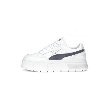 Pantofi sport de piele cu garnituri de piele intoarsa Mayze Stack - Alb murdar/Gri inchis