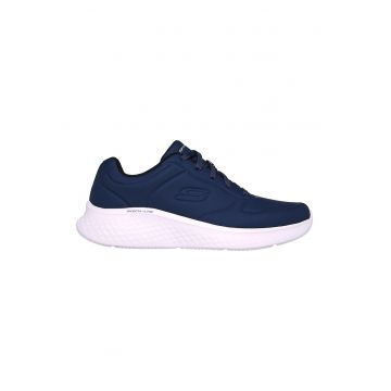 Pantofi sport din piele ecologica cu detalii texturate - Bleumarin