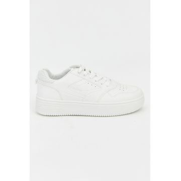 Pantofi sport din piele ecologica si material textil - Alb