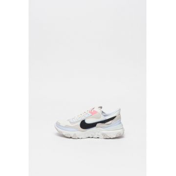 Pantofi sport din piele ecologica si plasa React Revision - Alb/Negru/Gri