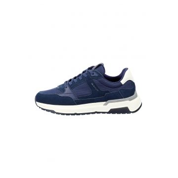 Pantofi sport din piele intoarsa si plasa cu detaliu logo Jeuton - Albastru inchis