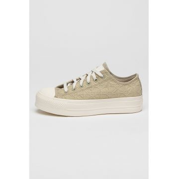 Pantofi sport low-cut cu platforma si model texturat Lift - Maro taupe deschis