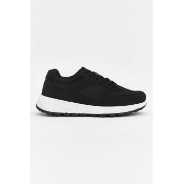 Pantofi sport low-cut din material textil - Negru