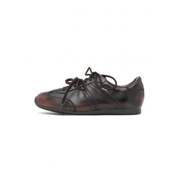 Pantofi sport low-cut din piele - Maro inchis