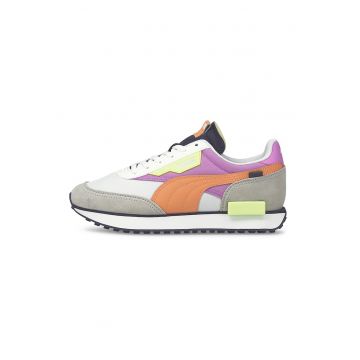 Pantofi sport unisex cu insertii de piele intoarsa Future Rider - Alb/Gri/Portocaliu