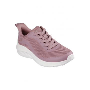 Skechers Bobs Squad Waves Still Wading Pantofi sport negri cu șireturi pentru femei 1117483-ROS