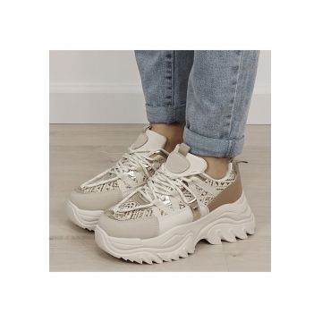 Sneakers bej cu talpa groasa B-DKB9201 M4 12007 - Bej