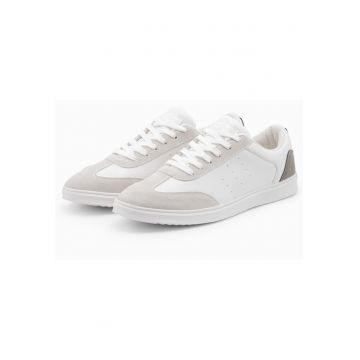 Sneakers sportivi cu detalii din piele ecologica si stil retro - Alb