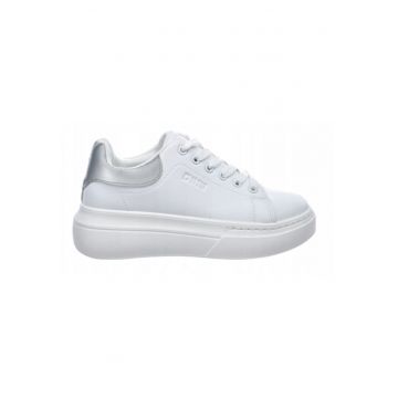 Pantofi de dama  piele ecologica - SS247245 - tenisi albi cu platforma - Alb