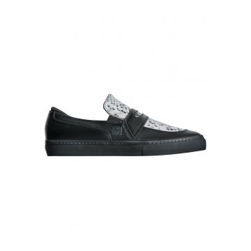 Pantofi slip on unisex din piele cu imprimeu reptila