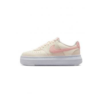 Pantofi sport Court Vision Alta din piele si piele ecologica - Roz deschis/Crem