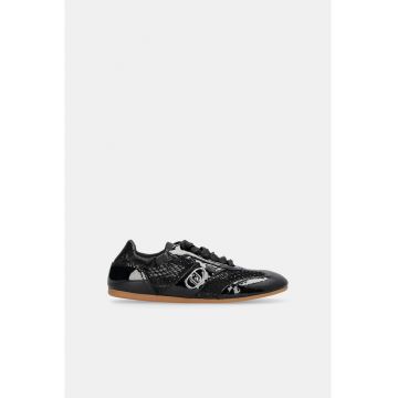 Pantofi sport cu aspect lucios - strasuri si plasa - Negru