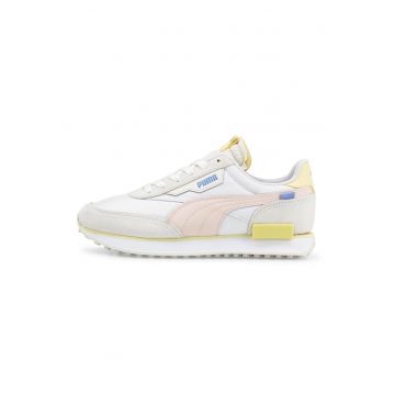 Pantofi sport cu garnituri de piele intoarsa Future Rider Soft - Alb/Gri deschis/Roz pal