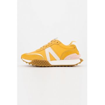 Pantofi sport cu garnituri de piele intoarsa - Piersica/Alb murdar