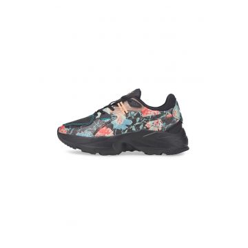 Pantofi sport cu imprimeu floral Orkid HF - Negru/Albastru aquamarin/Coral