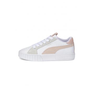 Pantofi sport cu insertii de piele intoarsa Cali Star - Alb/Piersica/Alb murdar