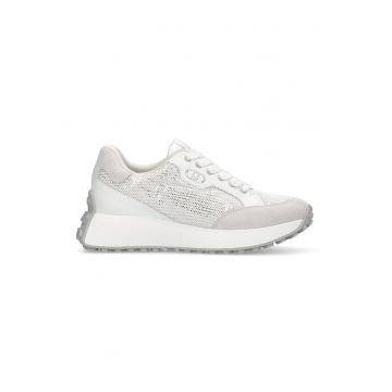 Pantofi sport de piele cu model cu perforatii - Alb murdar/Bej deschis
